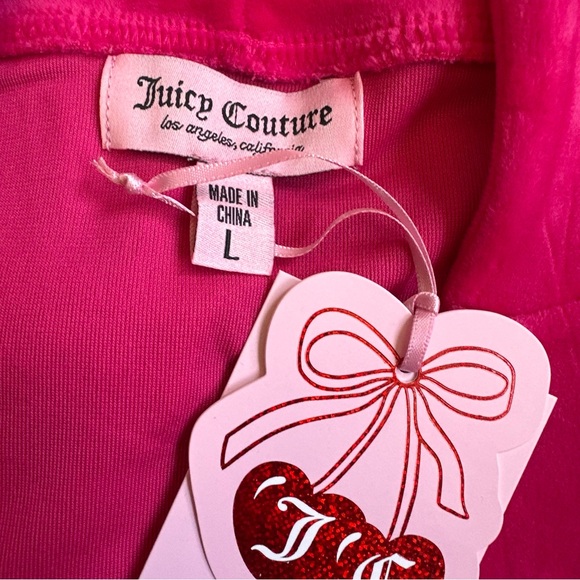 NWT‎ Juicy Couture Luxe Women Pink Velour Rhinestone Heart Track Set Size Large - Picture 13 of 15